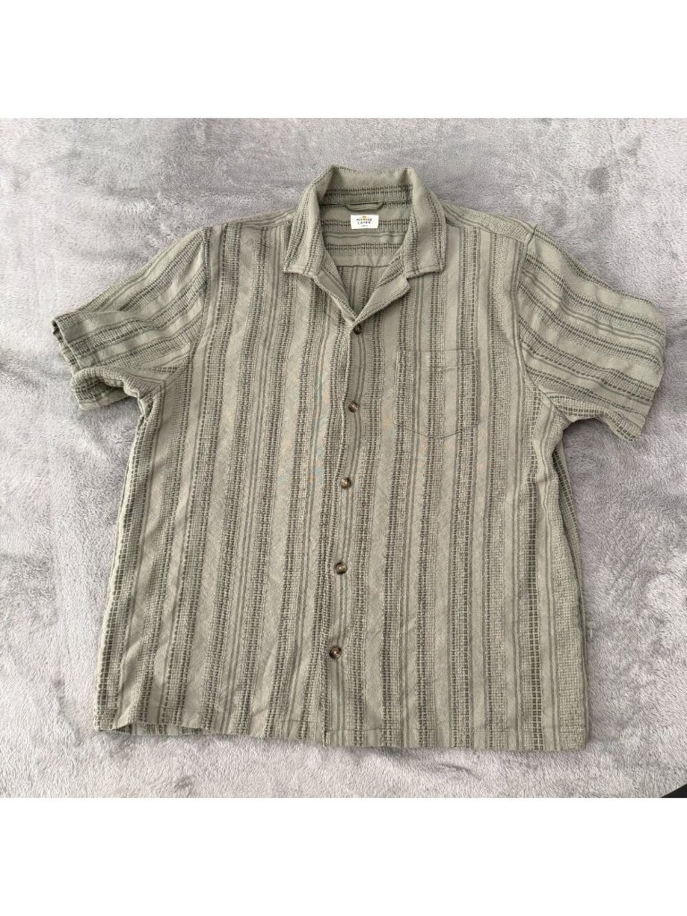 Marine Layer Dobby Resort Shirt Green Button Down Collared LARGE